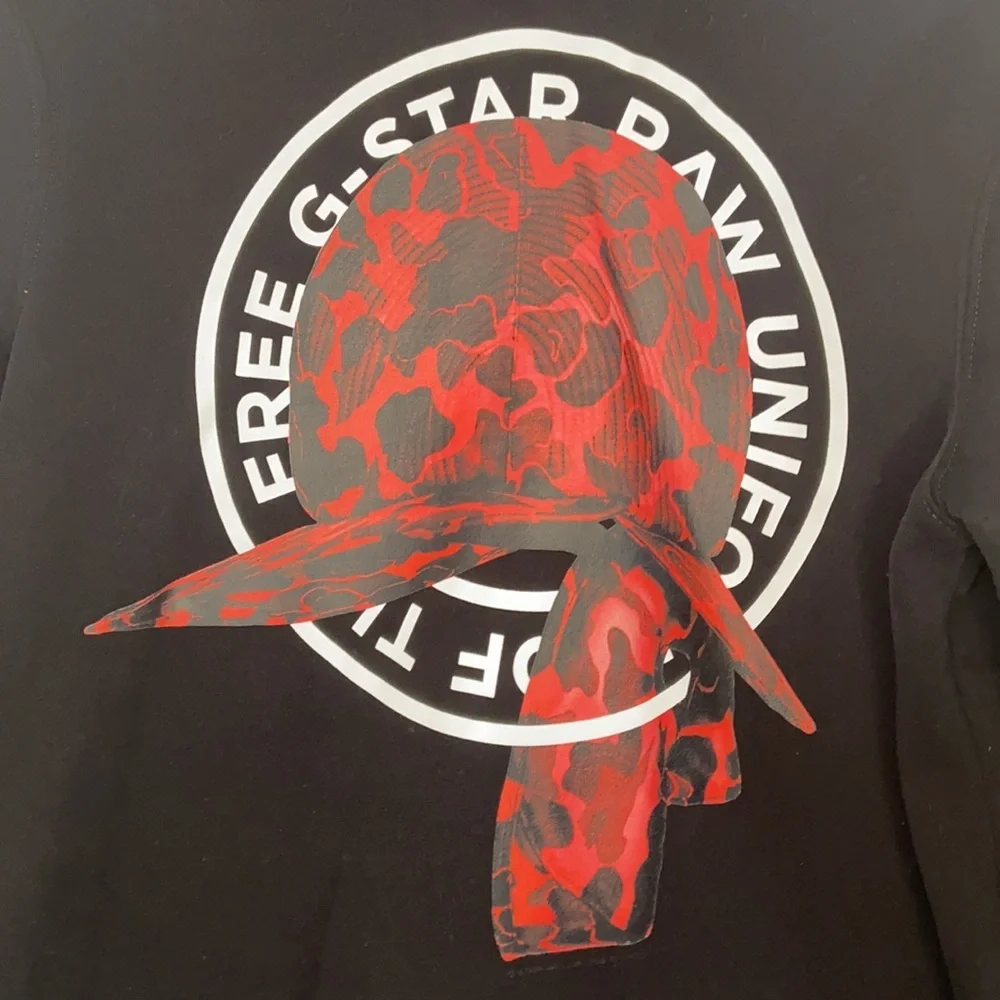 G-Star Raw black/red graphic 01 hoodie | Men's Small | Like New - Picture 1 of 7